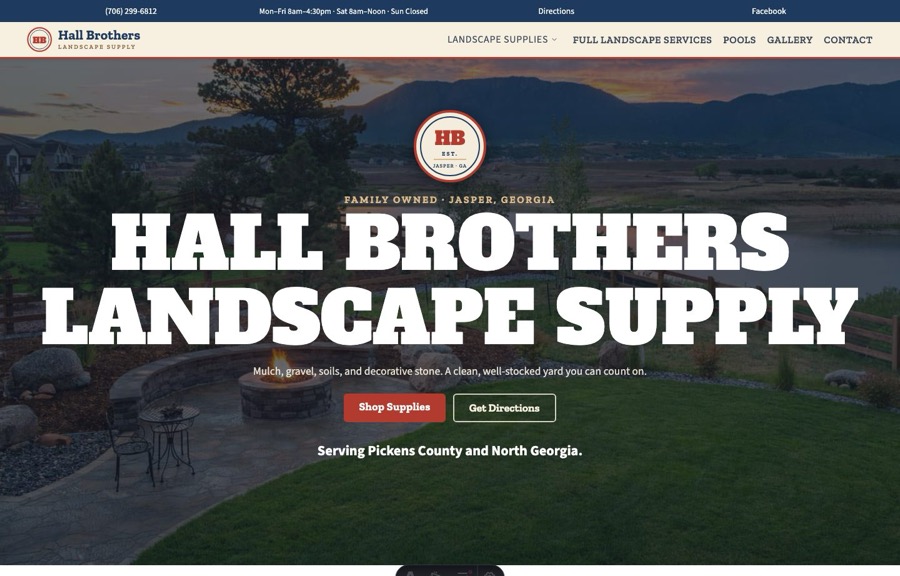 Hall Brothers Landscape Supply website — studio redesign preview